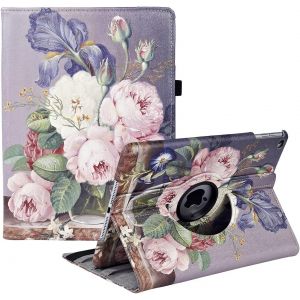 Étui Rotatif Pour Ipad 9,7"" 6ème Génération, 5ème Génération/Ipad Air 2/Ipad Air - Support Rotatif À 360 Degrés Housse De Protection Avec Mise En Veille Automatique Pour Ipad 9.7 2018 2017 (Roses) - Neuf