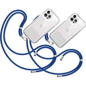 Mdy-2x Tour De Cou Telephone Portable Cordon Collier Laniere Universel [Bleu Électrique] Patch De Fixation Sangle De Suspension Amovible Réglable Résistante Compatibles Avec Plupart Smartphones - Neuf