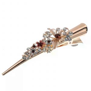 Cheveux Bec De Canard Clip Femmes Floral Coiffe Strass Bobine Pince À Cheveux En Métal Barrette Alligator Épingle À Cheveux Pour Fille Cheveux Décor - Neuf