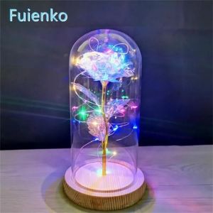 Rose Eternelle et lumière LED La Belle et la bête Rose Eternelle sous Cloche Coloré - Neuf