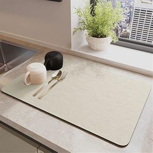 Eryi-Tapis Égouttoir Absorbant Évier, 30x40cm Tapis De Machine À Café, Silicone Antidérapant Tapis Vaisselle, Egouttoir Séchage Rapide, Tapis De Sechage Vaisselle Pour Cuisine, Bar Et Évier (Beige) - Neuf