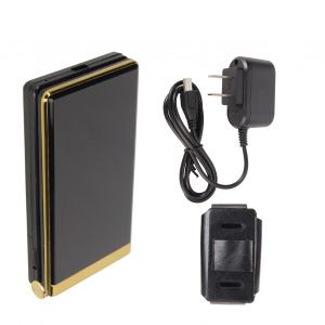 Telephone A Clapet Debloque Pour Seniors, 2g Gsm, Retroeclaire, Gros Boutons, Volume Eleve, Double Ecran, Double Carte Sim, 5900 Mah, 100-240 V, Prise Americaine Doree - Neuf
