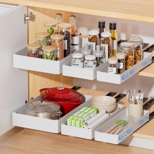 Ensemble De 3 Tiroirs Telescopiques, Tiroirs Extensibles Pour Cuisine, Sans Perçage Requis - Neuf