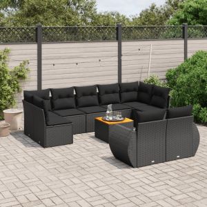 Prolenta Premium - Salon De Jardin 10 Pcs Avec Coussins Noir R&eacute;sine Tress&eacute;e - Neuf
