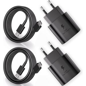 2-Pack Chargeur 25w C&acirc;ble De Charge Usb C Pour Samsung Galaxy S25 S24 S23 S22 S21 S20 Fe S10 S9 S8 A55 A54 A53 A51 A50 A34 A33 A15 Z Fold 6, Chargeur Rapide Avec Type C C&acirc;ble De Ch[Cha8221632] - Neuf
