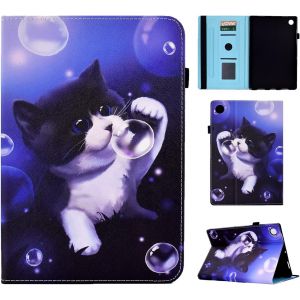 Coque pour Samsung Galaxy Tab A8 10.5 Pouces (SM-X207/ SM-X205/ SM-X200), Anti-Choc Flip Book ?tui avec Veille/R&iquest;&iquest;veil Automatique Housse Galaxy Tab A8 10,5"" 2021 - Chat &iquest;&iquest; Bulles - Neuf