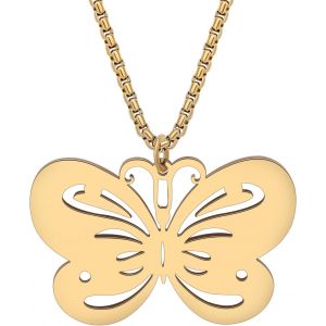 Kal-Collier Papillon En Acier Inoxydable Pendentif Bijoux Dainty Collier En Or 18k Cadeaux Pour Femmes Filles Cadeaux Papillons Charms - Neuf