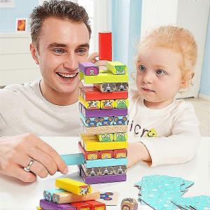 Jeu De Tour En Bois Avec Animaux Et Couleurs, Jeu De Soci&eacute;t&eacute; &Eacute;ducatif Pour Enfants De 3 &Agrave; 9 Ans, Cadeau Stimulant La Cr&eacute;ativit&eacute; Et Les Comp&eacute;tences Cognitives Pour Gar&ccedil;ons G - Neuf