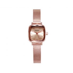 Montre À Quartz Simple Et Tendance De 22 Cm, Étanche Jusqu'à 30 M, Cadran Carré, Bracelet En Maille De 23 Mm, Boucle Bijou - Neuf