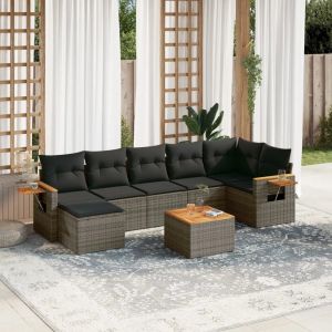 Prolenta Premium - Salon De Jardin 8 Pcs Avec Coussins Gris R&eacute;sine Tress&eacute;e - Neuf