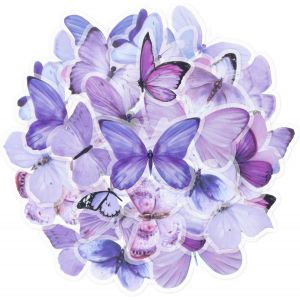 Autocollants Papillons Violet, 40 Pièces Autocollants De Scrapbooking Papillon Autocollant, Étanche Stickers Scrapbooking Autocollant, Transparents Autocollant Papillon Pour Diy Albums, Agendas, Mur - Neuf