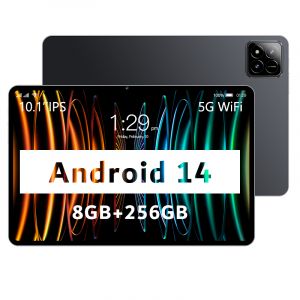 Tablette Android 14 de 10 pouces, 8GB RAM 256GB ROM, cam&eacute;ras 16MP + 32MP, 5G LTE, batterie 10 000mAh, Noir - Neuf