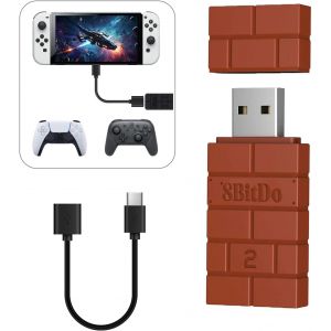 USB Wireless Adapter 2, Adaptateur Bluetooth avec C&acirc;ble OTG pour Syst&egrave;me Switch/2, Windows 10, PS Classic, Android, Raspberry Pi, Retrofreak pour Manette Xbox Series, JoyCon,Switch Pro, PS5/4/3 - Neuf