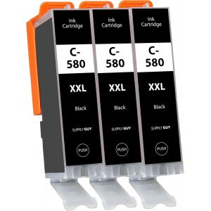 3 XXL Black Ink Cartridges Large Compatible with Canon PGI-580 for Pixma TR7500 TR7550 TR8500 TR8550 TS6100 TS6150 TS6151 TS6300 TS6350 TS8100 TS8150 TS8151 TS811 TS811 TS811 42 TS8 350 - Neuf