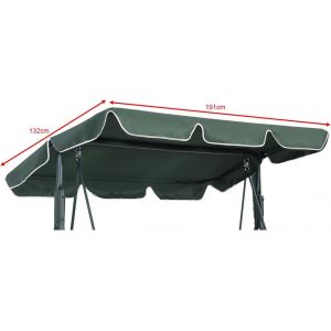 Toit de Rechange pour Balancelle de Jardin Anti-UV, Toit Balancelle en Tissu Oxford imperméable 600D Imperméable avec Largeur de Bord 12cm Dimension 191x132 cm (Vert) - Neuf