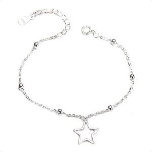 Tianyi-Bracelet Argent 925 Femme, Bracelet Etoile Perle R&eacute;glable Pour Fille, Bracelet En Argent Femme, Bracelet Fin Bracelets Bijoux Cadeau Anniversaire Pour Ado - Neuf