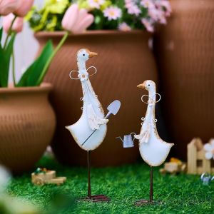 Mevronisshop-Lot De 2 D&eacute;corations De Rouille - Petites Figurines D'oie Pour D&eacute;coration Printani&egrave;re - Int&eacute;rieur Et Ext&eacute;rieur - D&eacute;coration De Cuisine, Balcon, Table, Rebord De Fen&ecirc;tre - 25 Cm - Neuf