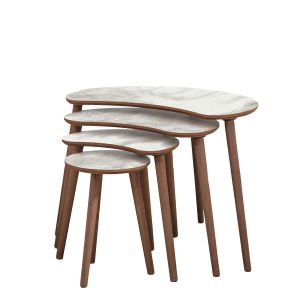 Table gigogne (4 pi&egrave;ces) en bois "Moon" 40 x 75 x 55 cm - Blanc - Neuf