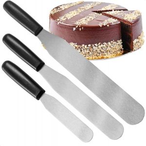 Kal- Ensemble De 3 Spatules - Spatule En Acier Inoxydable Avec Manche En Plastique - Spatule En 3 Tailles - Spatule Accessoire De Cuisson (3 Parties - Avec Poignée En Plastique) - Neuf
