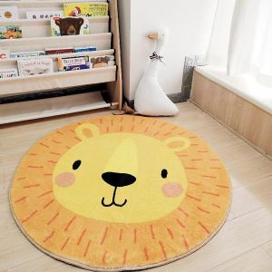 Gjfty-Tapis Rond Tapis Mignon Imitation Cachemire Petit Tapis Lavable Tapis Enfants Tapis Animal Mignon Animal Animal De Compagnie 80 Cm Diamètre Lion - Jaune - Neuf