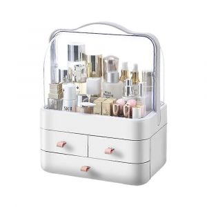 Étanche À La Poussière, Cosmétiques Boîte De Rangement Portable, Maquillage Organisateur Avec Poignée Et Couvercle Pour La Salle De Bains Et Chambre À Coucher - Neuf