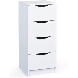 SUBZONAL-Commode - 4 tiroirs - Meuble &agrave; tiroirs - Meuble d'appoint - Buffet - M&eacute;lamin&eacute; - Blanc - Tiroirs avec poign&eacute;es encastr&eacute;es - Westphalen 4 - Neuf