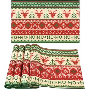 ERYI-Set De Table Noel, 30X45Cm Set De Table Noel Lavable, Rouge Sets De Table Noel Lot De 4, Utilisé Pour Sets De Table En Lin De Noël Pour La Décoration De Table (Neige) - Neuf