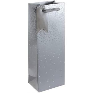 Un Lot De 6 Sacs Cadeaux Kraft- Format Bouteille - Dimensions : 12,7x9x35,5 Cm - 210g - Motif : Etoiles Bleues Sur Fond Bleu - Emballage Cadeaux, Bouteille - Neuf