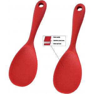 Kal-Cuillère De Service,2 Ensembles Cuillère De Service À Riz,Ustensile Pour La Cuisine En Silicone Fonctionne Pour Le Riz, La Purée De Pommes De Terre Ou Plus (Rouge) - Neuf