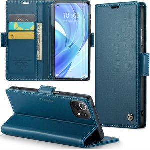 Kal-Coque Pour Xiaomi 11 Lite+ 2 Pi&egrave;ces Verre Tremp&eacute;,Antivol,Prend En Charge Le Chargement Sans Fil, Pochette Fermeture Magn&eacute;tique Flip Case- Bleu - Neuf