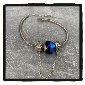 Bracelet Charms - Bijouxia - Perle Bleu Murano - Argent 925 - Longueur 18/21 Cm - Mixte - Neuf