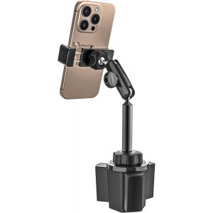 M&eacute;tal Support Telephone Voiture Porte Gobelet - Stable Durable Robuste, Porte Telephone Camion Gobelet avec Bras en Aluminium pour Tous Les T&eacute;l&eacute;phones, iPhone 17 16 15 Pro Max, Galaxy S25, etc - Neuf