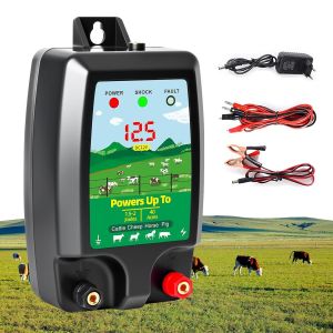 VornixorSarlshopDispositif de cl&ocirc;ture &eacute;lectrique 12 V avec affichage LED, port&eacute;e 15 km, 2 Joules, 12 kV, pour la protection des animaux de ferme, de la volaille, des p&acirc;turages et des jardins (B) - Neuf