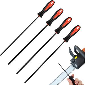 MEVRONISSHOP-4 Pcs Lime Tronconneuse, Lime Chaine Tronconneuse, Lime Ronde Lime pour Chaine de Tronconneuse, Lime &agrave; Cheval pour Tron&ccedil;onneuse, Lime &agrave; R&acirc;pe en M&eacute;tal(3,2 mm 4,0 mm 4,8 mm 5,5 mm) - Neuf