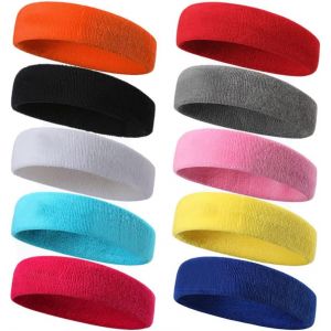 Kalanka-10 Pièces Bandeau Sport Pour Hommes Et Femmes - Transpiration, Elastique, Non Slip, Évacuation De L'humidité - En Coton Pour Sports - Neuf