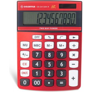 LETNERNY-Metacolor - Calculatrice Bureau À 12 Chiffres + Écran Incliné En Métal, Calculatrice College Et Lycee Avec Recharge Solaire - Calculette Idéal Comme Fourniture Et Accessoire Bureau, Rouge/No - Neuf