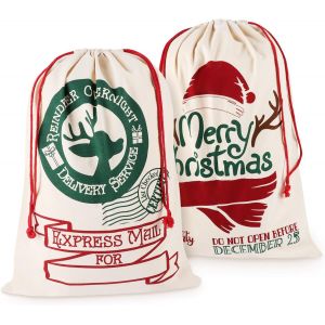 Grand Sac De Noël, 2pcs Personnalisés De Noël Avec Cordon De Serrage - Sac De Santa 70 * 50cm Pour Les Cadeaux Santa Pour Noël Présente Des Décorations De Cadeaux - Neuf