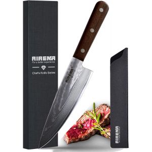 Couteau De Chef Damas,Couteau De Cuisine Professionnel &iquest; Lame Tranchante En Acier Damas,Couteaux Japonais Avec &Eacute;tui Et Bo&icirc;te Cadeau - Neuf