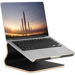 Support Ordinateur Portable Ergonomique en Bois-Rehausseur PC Compatible MacBook et Autres Marques-Design Élégant et Confort de Travail Optimal-Gris - Neuf