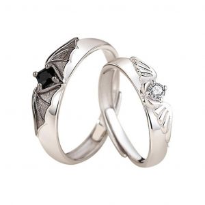 2 Pcs Demon Amp; Angel Finger Bague Matching Couple Amiti&eacute; Ouvrir Anneau Ajustable - Neuf