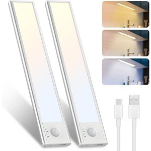 Reglette Led Cuisine,23cm Sans Fil Lumic Lampe Detecteur De Mouvement,3000k/4000k/6500k Modes De Couleur,Rechargeable Lampe De Placard Interieur Pour Armoire,Escalier,Couloir - Neuf