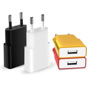 Thef-Chargeur Usb 5v/1a 4pack Mini Usb Mural Chargeur Secteur Usb Adaptateur De Prise Universel Compatible Avec Iphone Apple, Samsung, Nexus, Nokia, Huawei, Xiaomi, Htc, Sony, Lgtablettes, Mp3 - Neuf