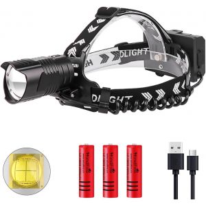 Lampe Frontale Xhp90 Rechargeable Usb12000 Lumens Super Lumineuse Torche Frontale Étanche Zoomable Pêche Lumière Utilisation 3 Modes Pour Camping Chasse Randonnée Réparation De Voiture - Neuf