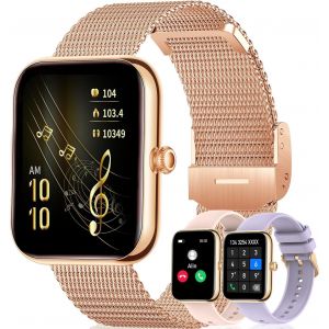 Montre Connectée Femme,1.81"" Full Écran Watch Avec Appel Bluetooth 100+ Sport Mod Moniteur De Fréquence Cardiaque Podometre Montre Intelligent Compatible Android Ios,(Or Rose) - Neuf
