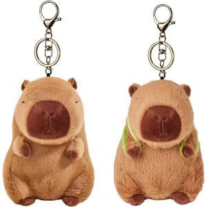 KAL-2 Pzs Porte-Clés Con Capybara Peluche, Peluche Capybara, 12Cm Capybara Plush Toy, Idéal Pour Décorer Des Clés, Des Sacs À Dos Ou Comme Cadeaux Pour Des Amis - Neuf