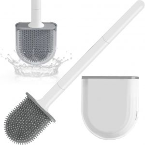 meimie-Brosse Wc Suspendu,Brosse Toilette Blanc Tpr Souple Et Flexible Brosse De Toilette Avec Poignée Longue Antidérapante Et Base Antigoutte Pour Les Toilettes De La Salle De Bains - Neuf