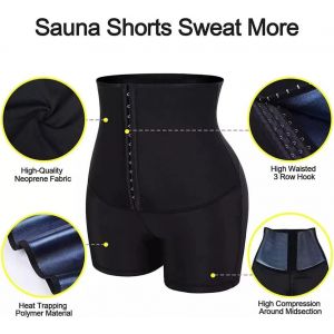Short Sudation Femme Amincissante Pantalon De Sudation Legging De Sport Transpiration Thermo Taille Haute Ventre Plat Anti Cellulite Short De Sauna Pour Minceur Fitness Jogging Yoga - Neuf