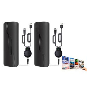 Antenne TVHD d'int&eacute;rieur avec amplificateur, lot de 2, compatible 4K et 1080p, c&acirc;ble coaxial de 9,3 m, amplificateur de signal - Neuf