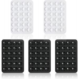 Lot de 5 supports de coque de t&eacute;l&eacute;phone portable en silicone avec ventouse antid&eacute;rapante - Pour murs, verre, carrelage (blanc, rose) - Neuf