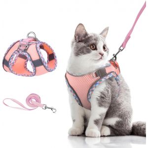 Kalanka-Harnais Pour Chat, Harnais Chaton R&eacute;glable, Harnais Chien Laisse Anti &Eacute;vasion, Chat Refl&eacute;chissant Gilet Respirant, Harnais Et Laisse S&eacute;curit&eacute;, Harnais Et Laisse Pour Chat Puppy, Xxs, Rose - Neuf